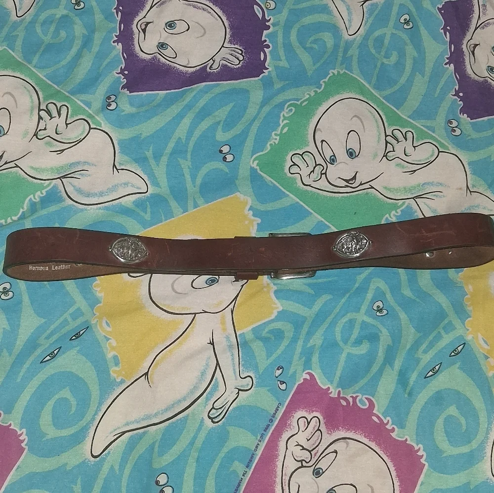80s Ducks Unlimited Deer Emblem Vintage Brown Leather Belt